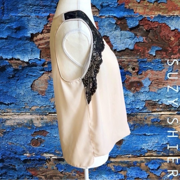 Suzy Shier Cream Lace Trim Wrap Top - Picture 5 of 9